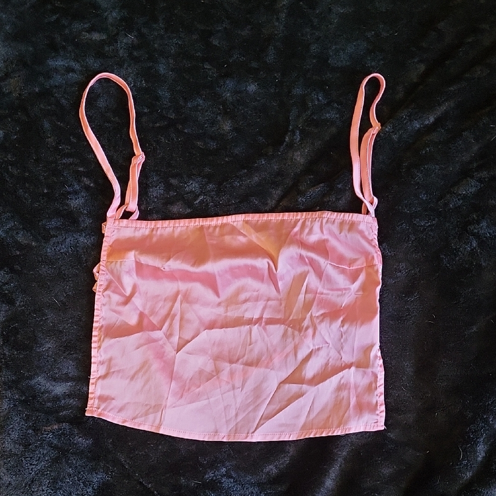 SHEIN Pink Satin Spaghetti Strap Top